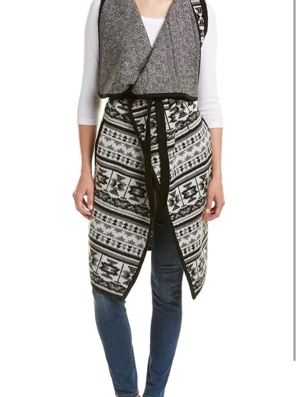 Splendid Black and White Knit Wrap Cardigan - Sz M/L